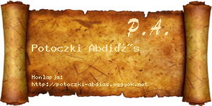 Potoczki Abdiás névjegykártya